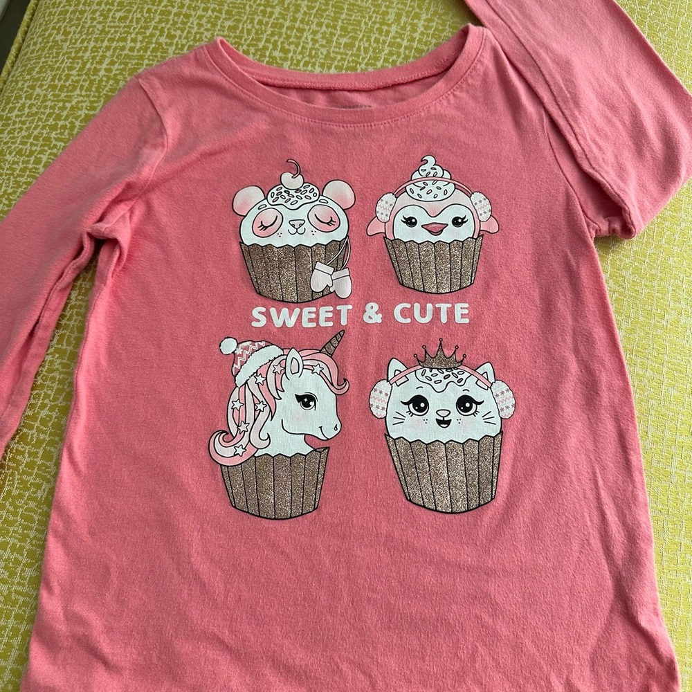 2/$10 Place Pink Long Sleeve Tee with Sweet Characters